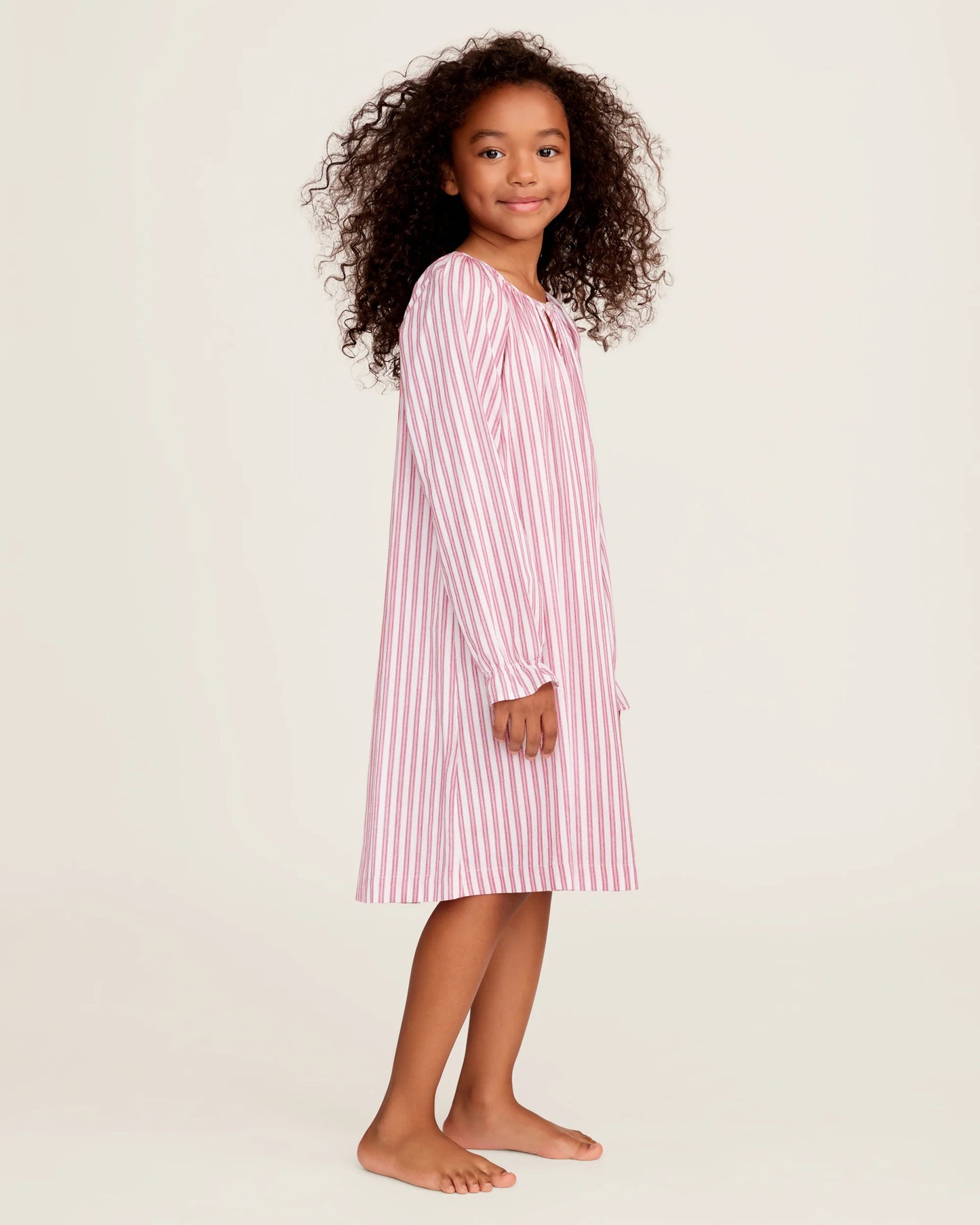 Petite Plume Girl's Twill Delphine Nightgown || Antique Red Ticking