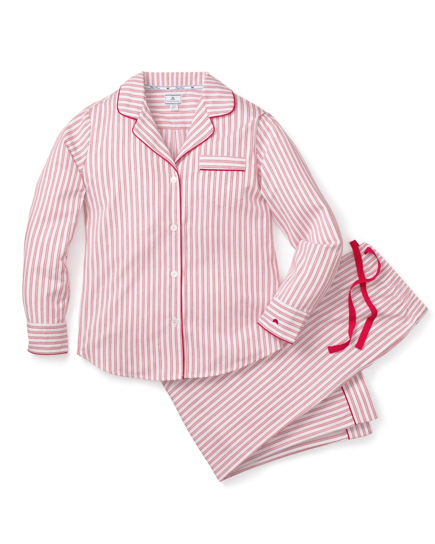 Petite Plume Women's Twill Pajama Set || Antique Red Ticking