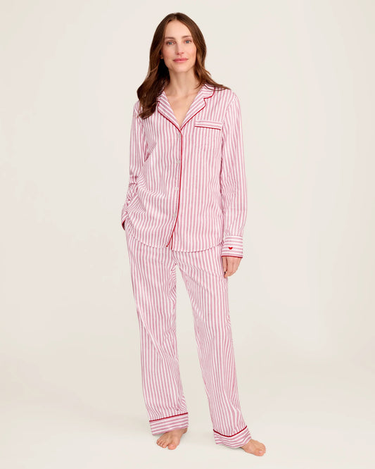 Petite Plume Women's Twill Pajama Set || Antique Red Ticking