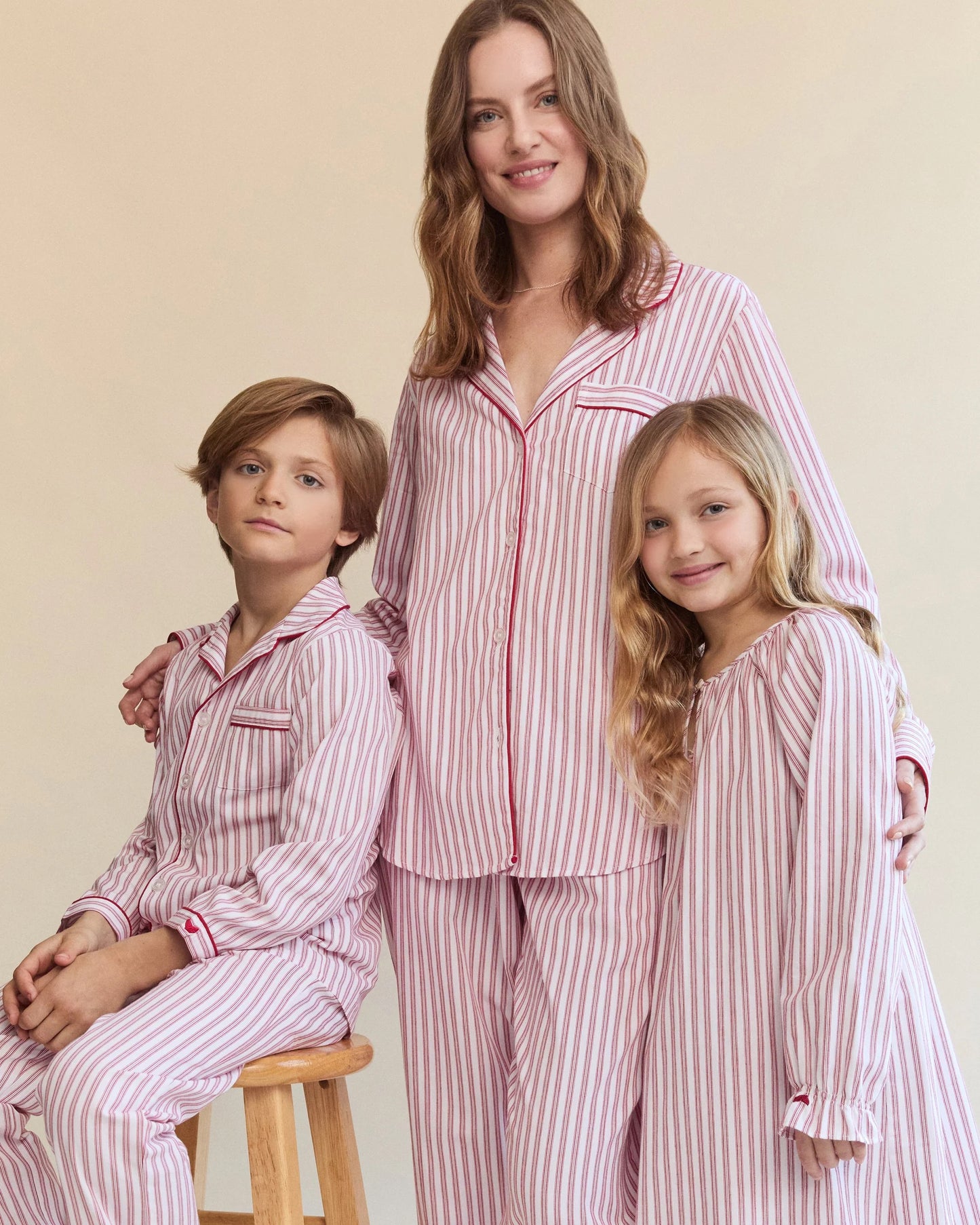 Petite Plume Women's Twill Pajama Set || Antique Red Ticking