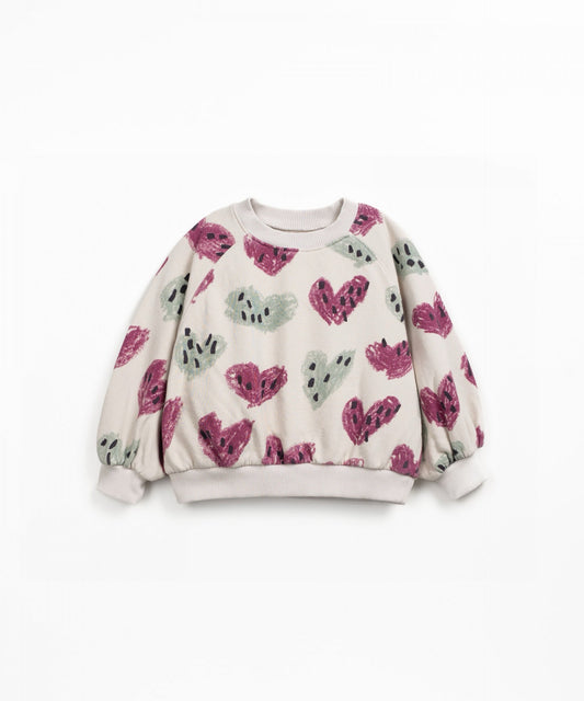 Printed Sweatshirt in Organic Cotton || Heart Print