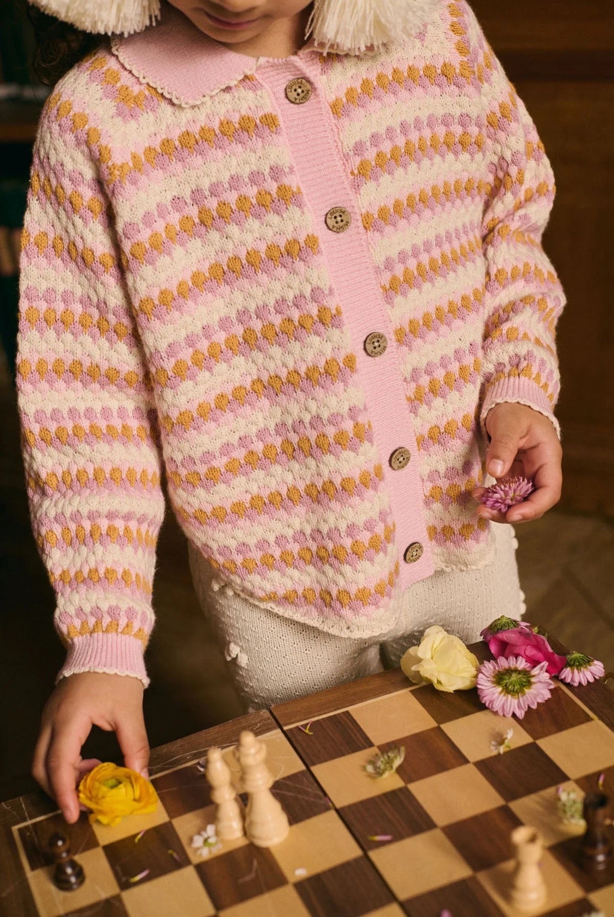 Khellani Girls Button Sweater