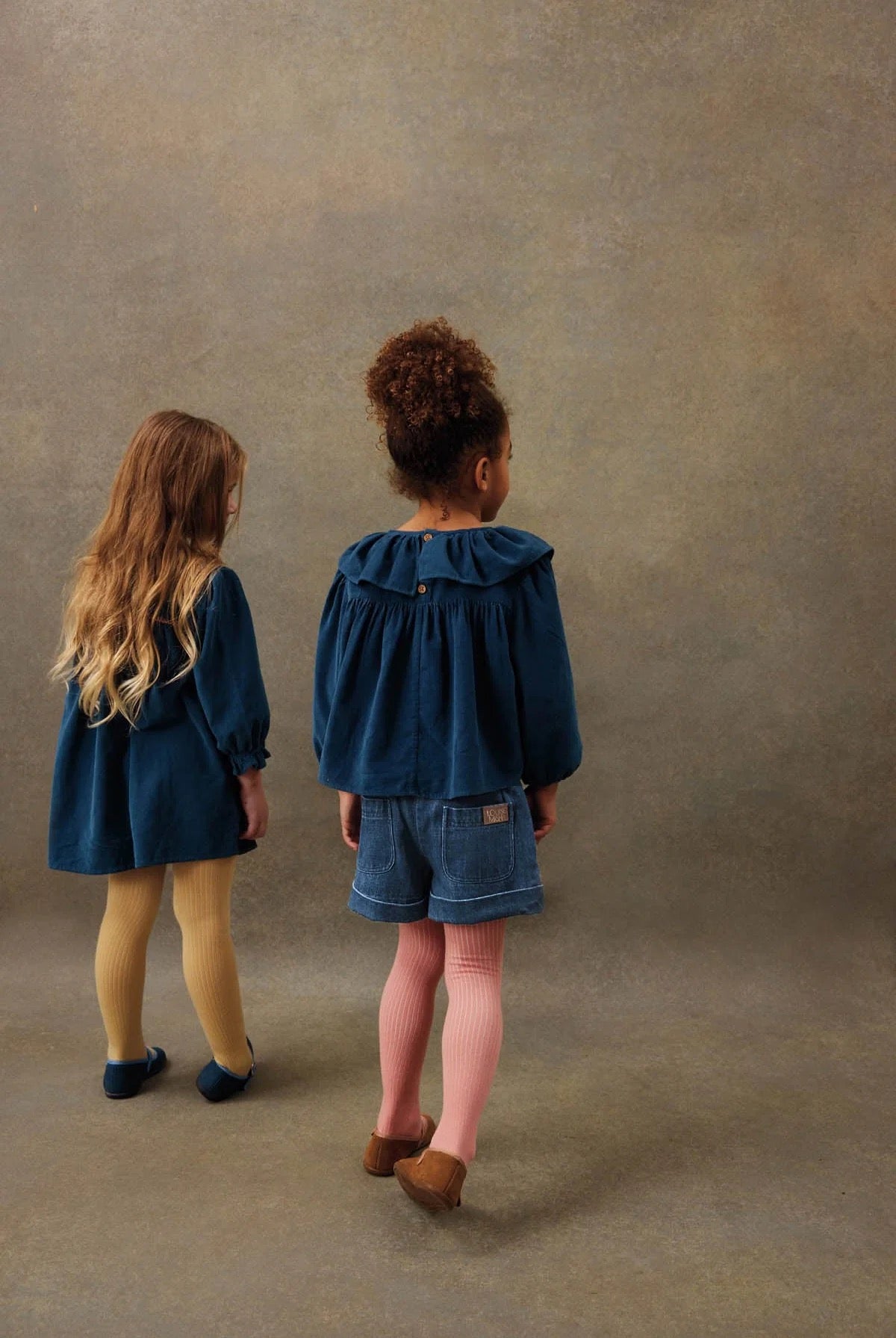 Girls Eneila Blouse and Pant Set || Teal Blue Corduroy