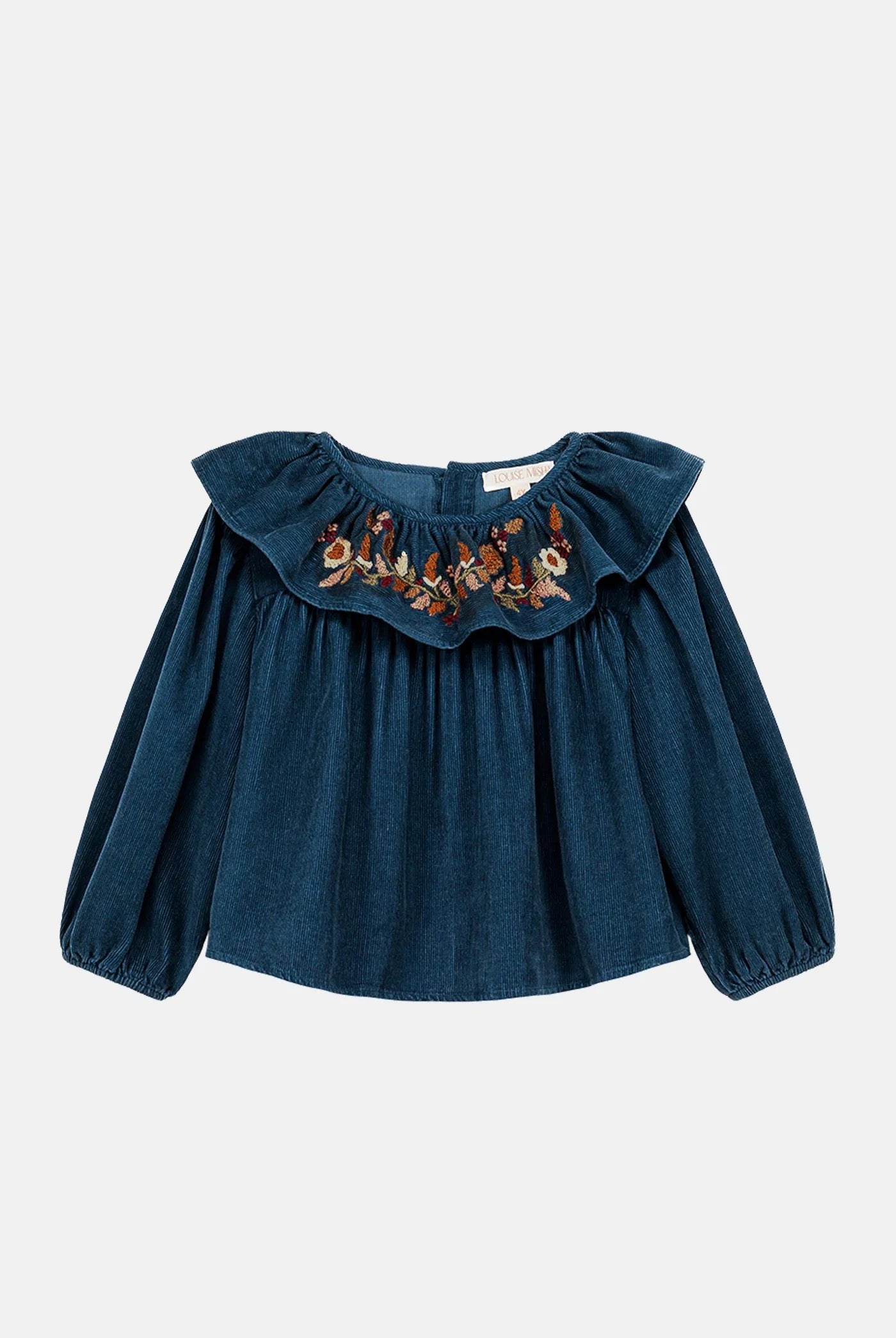 Girls Eneila Blouse and Pant Set || Teal Blue Corduroy