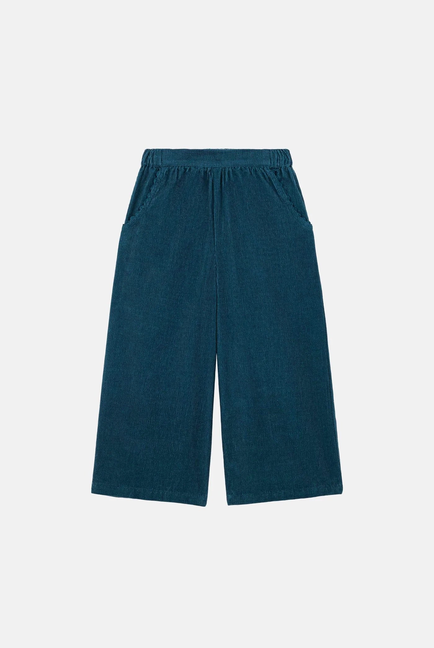 Girls Eneila Blouse and Pant Set || Teal Blue Corduroy
