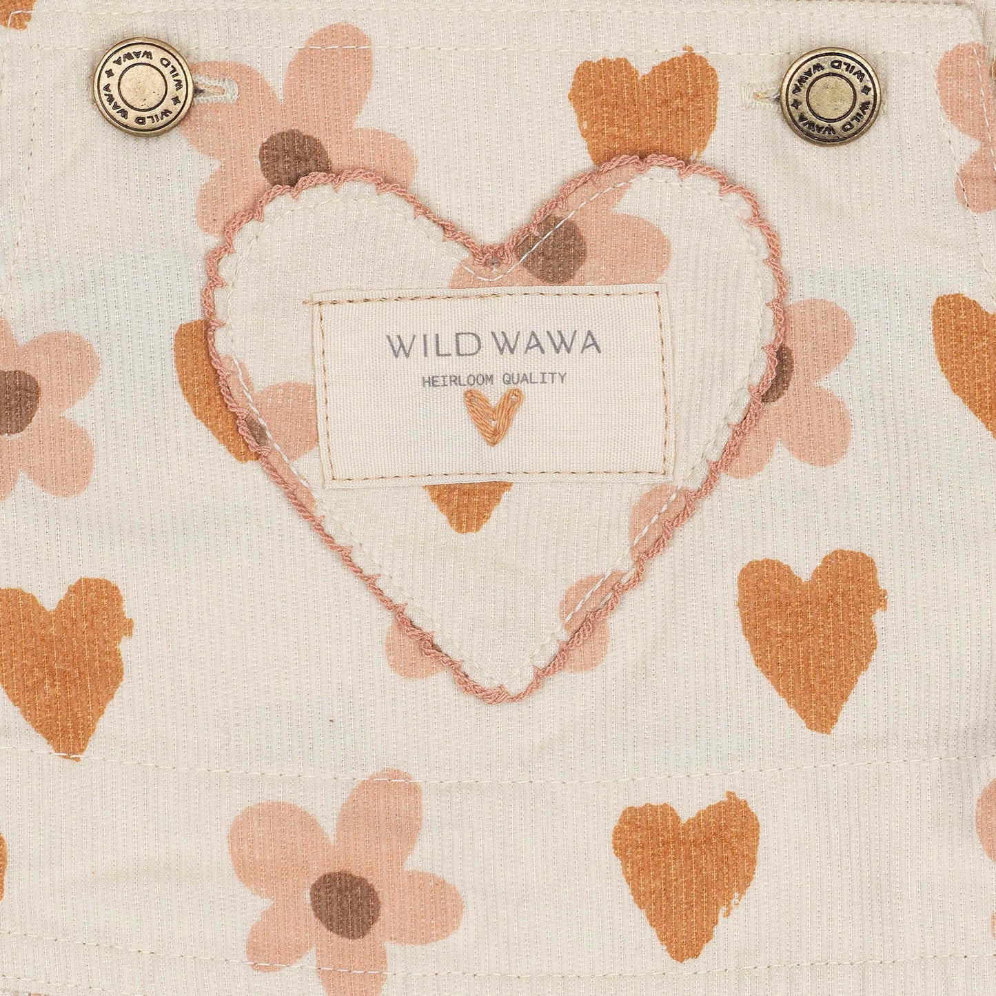 Heart Pocket Overall Cotton Corduroy Dress and Top Set