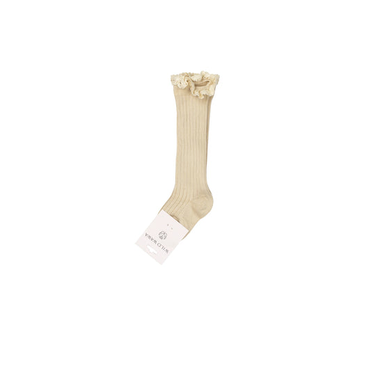 Knee High Sock with Crochet Lace Top