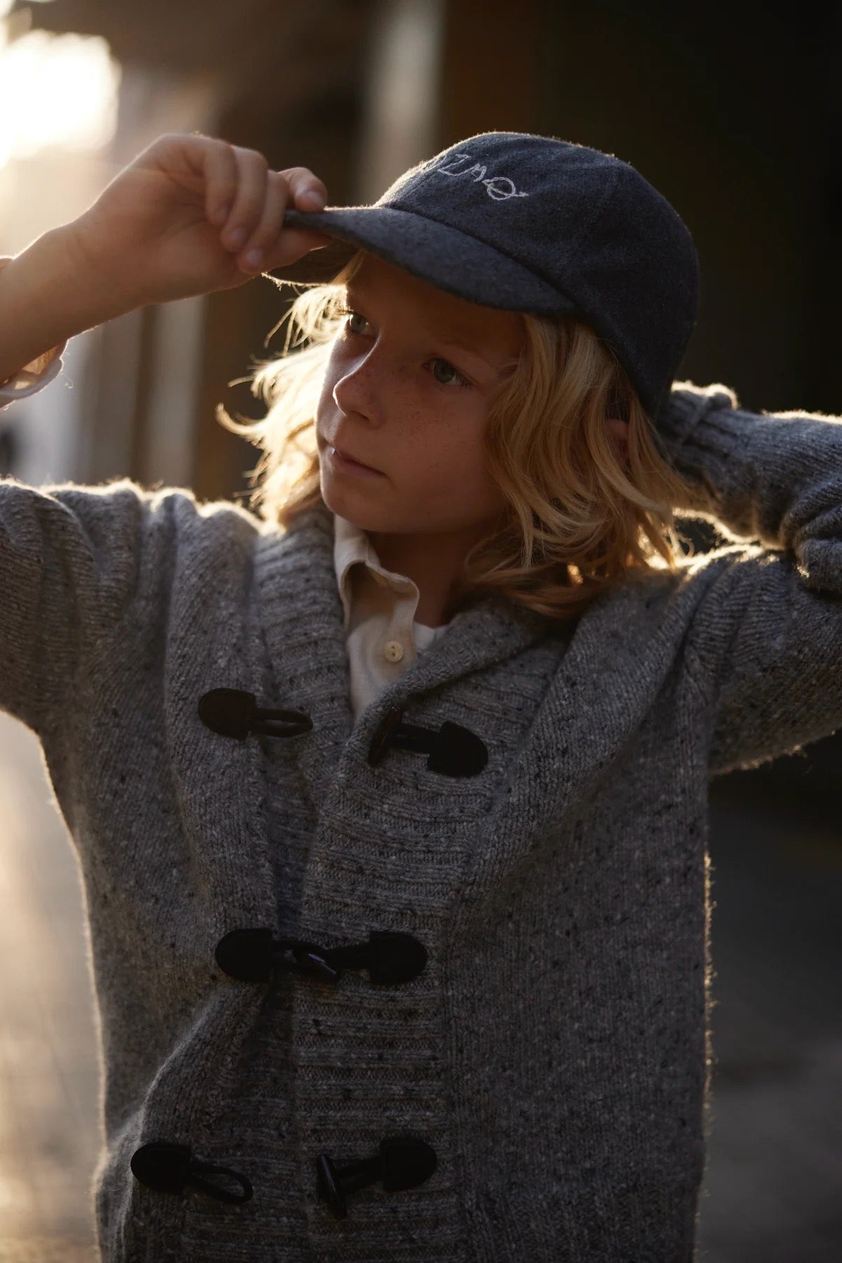 Laos Tweed Tricot Collar Cardigan || Blue