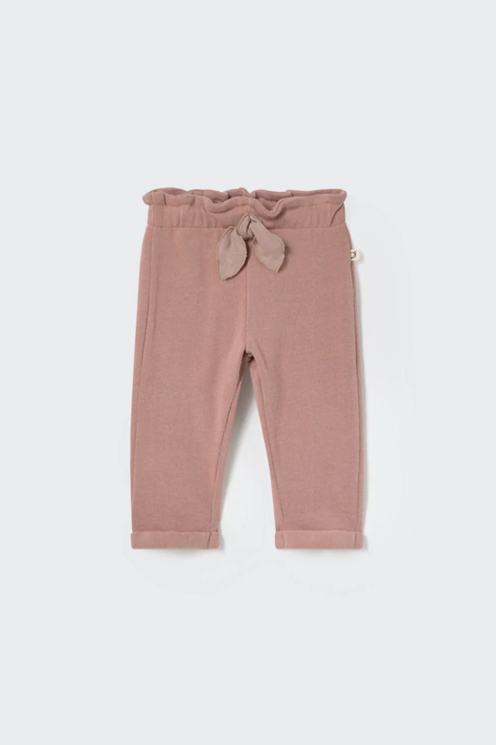 Soft Brushed Knit Bow Baby Pants || Silver Pink
