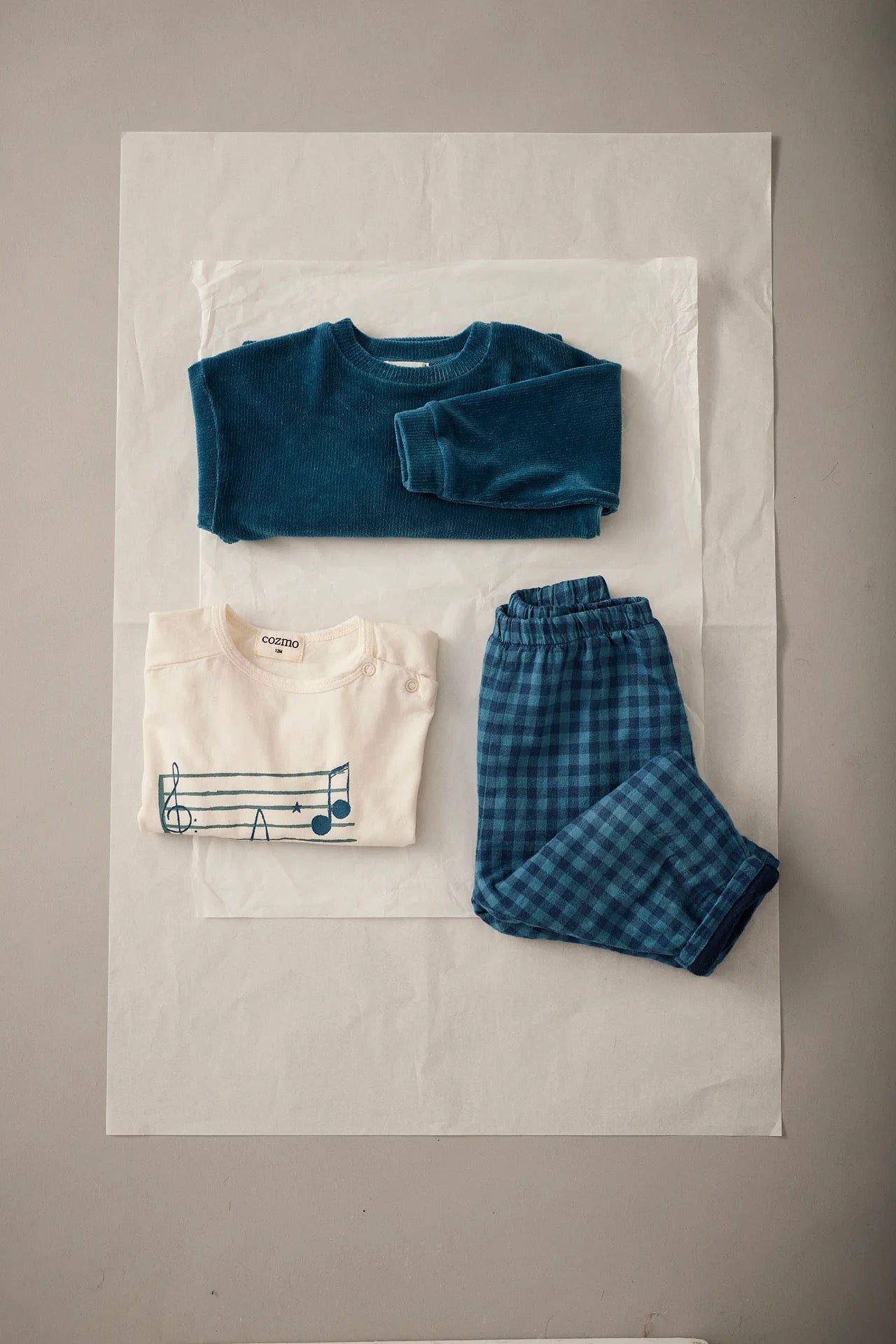 Cotton Corduroy Velour Baby Sweatshirt || Navy