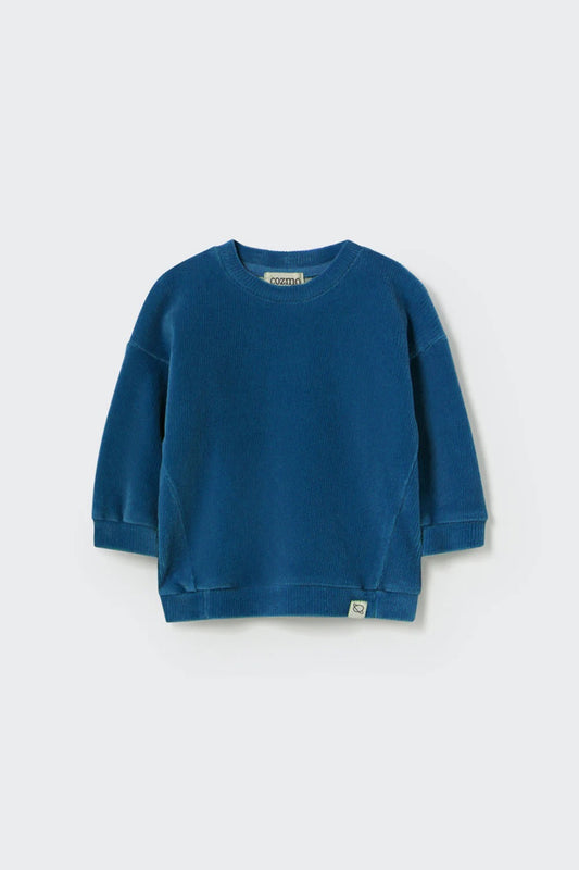 Cotton Corduroy Velour Baby Sweatshirt || Navy