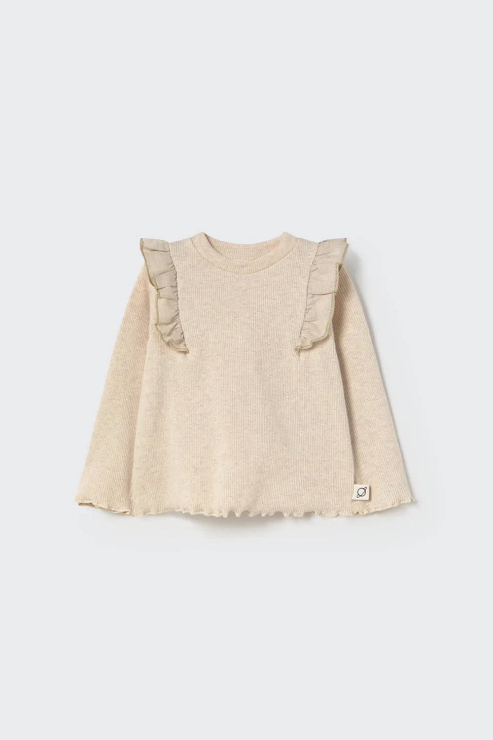 Soft Cotton Ribbed Baby Sweater || Stone