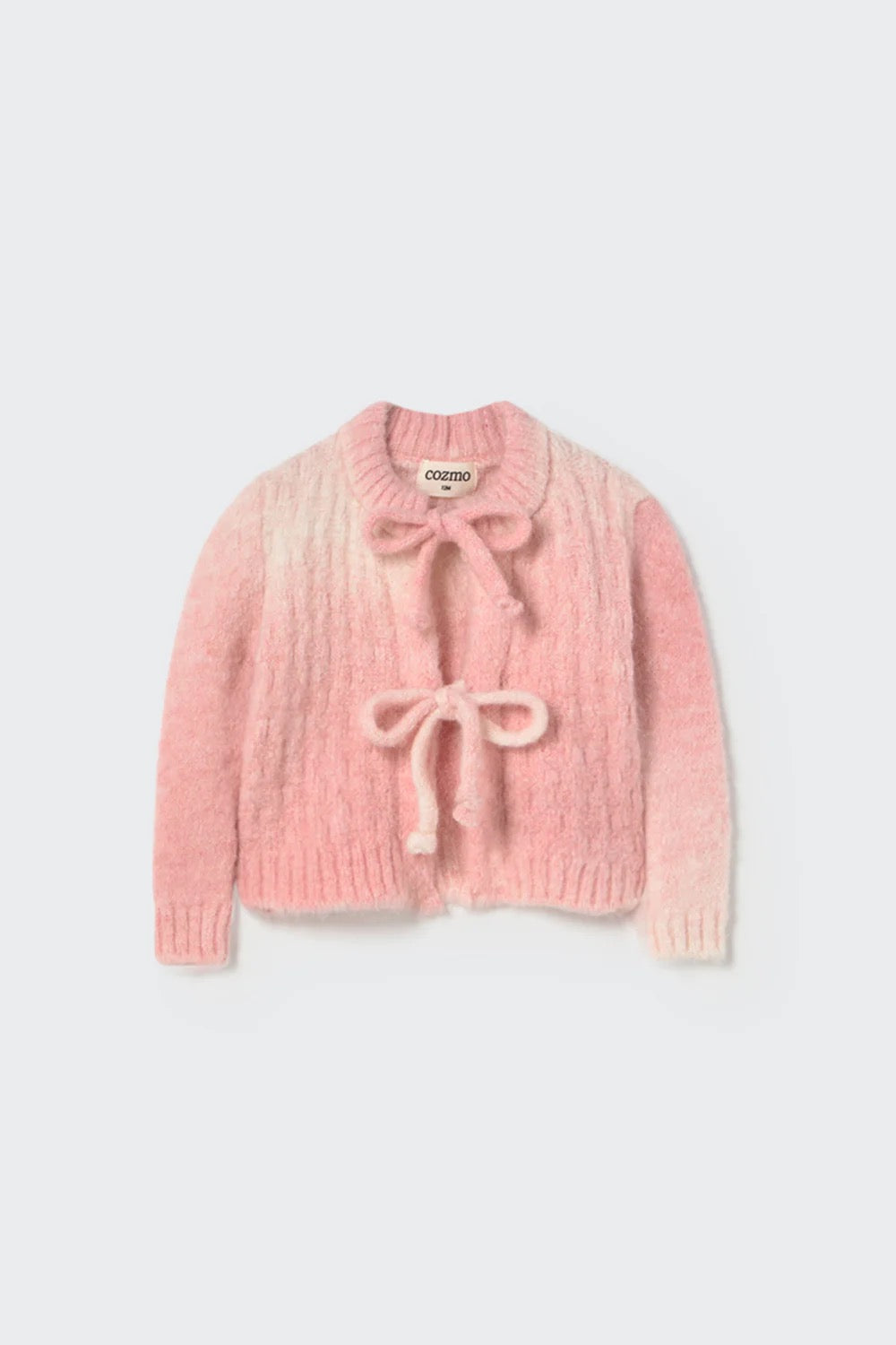 Soft Dyed Tricot Baby Bow Cardigan || Silver Pink