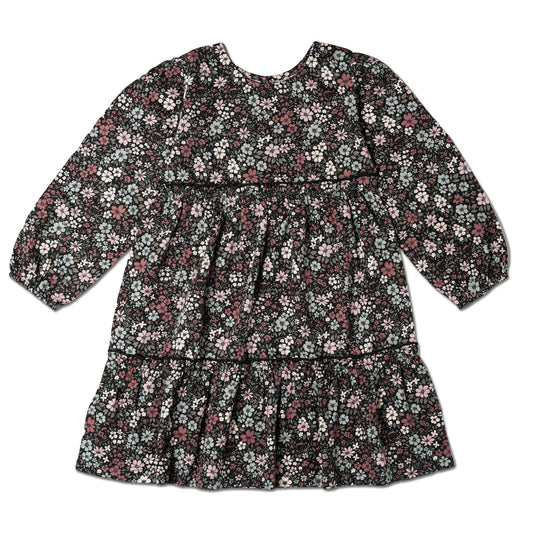 Organic Long Sleeved Tiered Dress || Gingham Checks