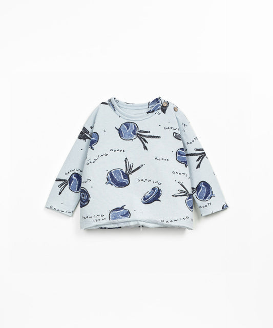 Printed Jersey Long Sleeve T-Shirt || Light Blue Beetroot Print