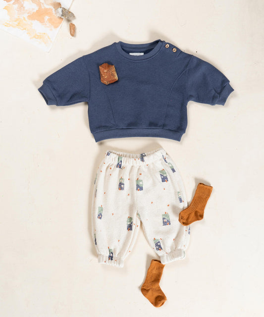 Knitted Jersey Trousers || House Print
