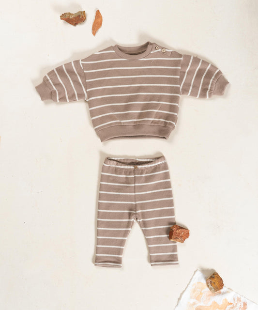 Striped Jersey Sweater || Light Brown