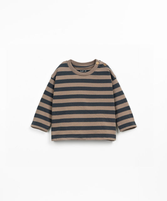 Striped Jersey Long Sleeve T-Shirt || Brown & Graphite