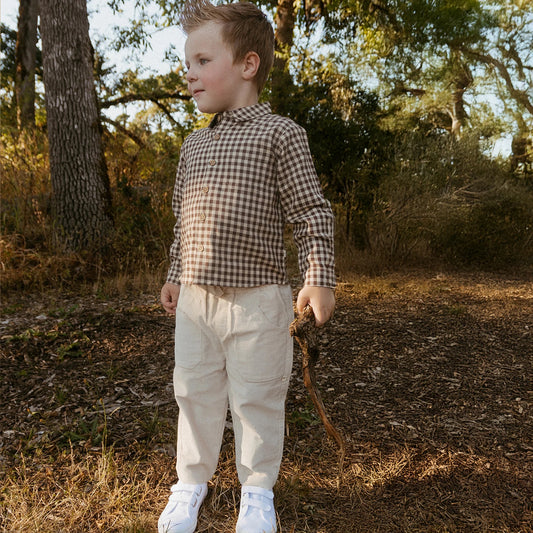 Collared Long Sleeve Shirt || Gingham Check