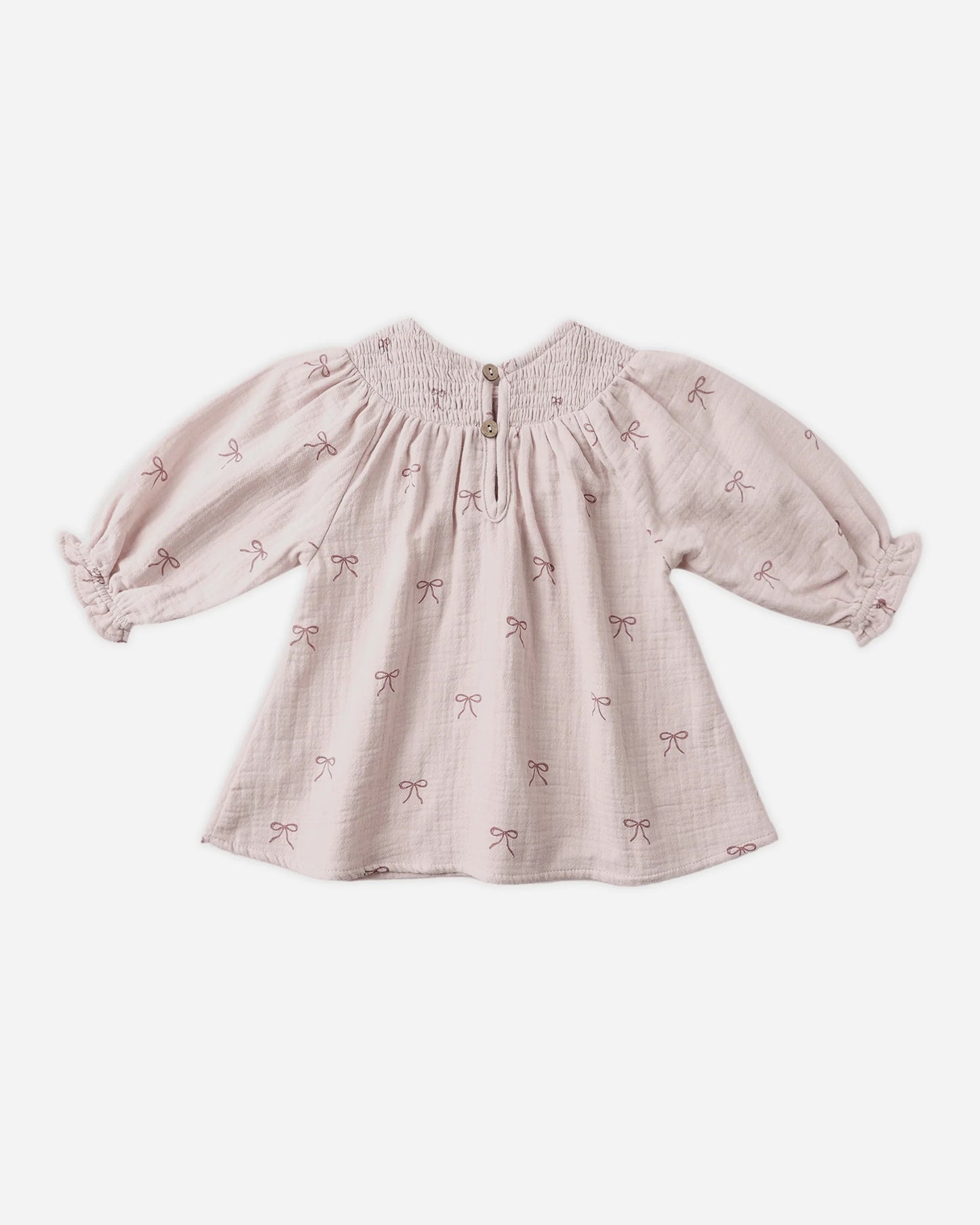 V Smocked Dress || Purple Bows