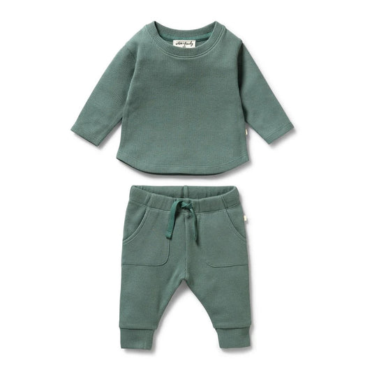 Organic Waffle Set || Pine Green
