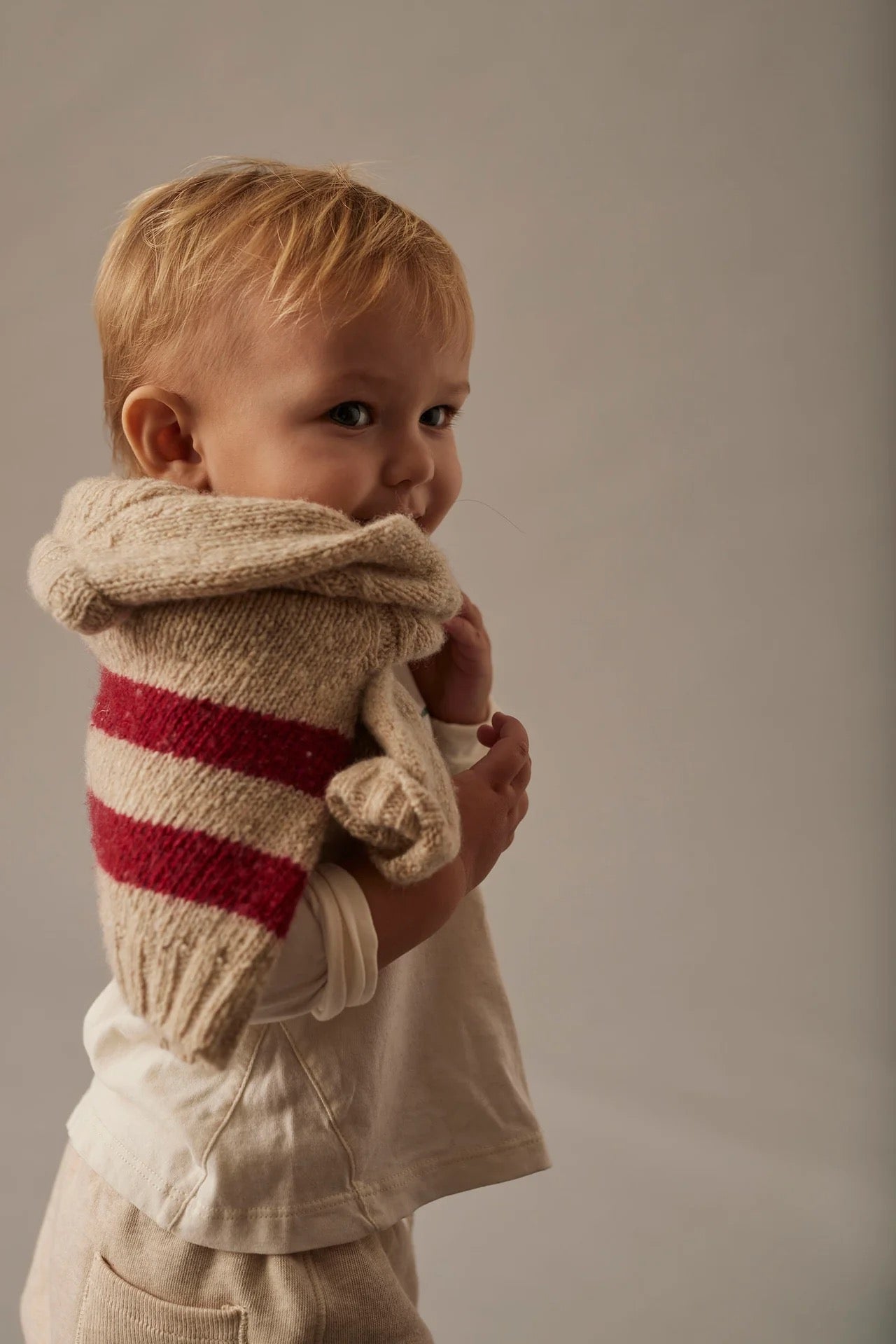 Tweed Tricot Baby Sweater || Stone Red