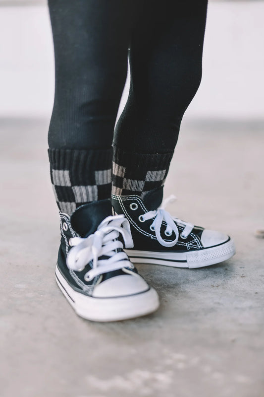 KICKIN' IT UP SOCKS BLACK CHECKERED