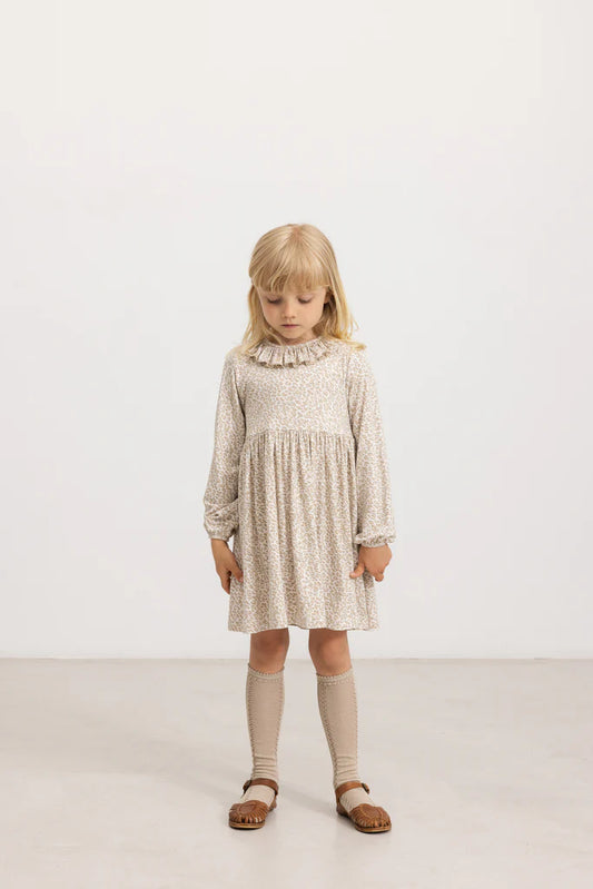 Diora Frill Dress || Beige Leo