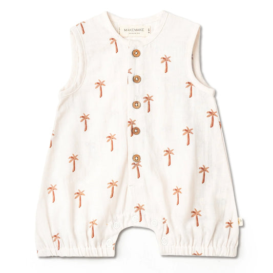 Organic Sleeveless Bubble Romper || Palm