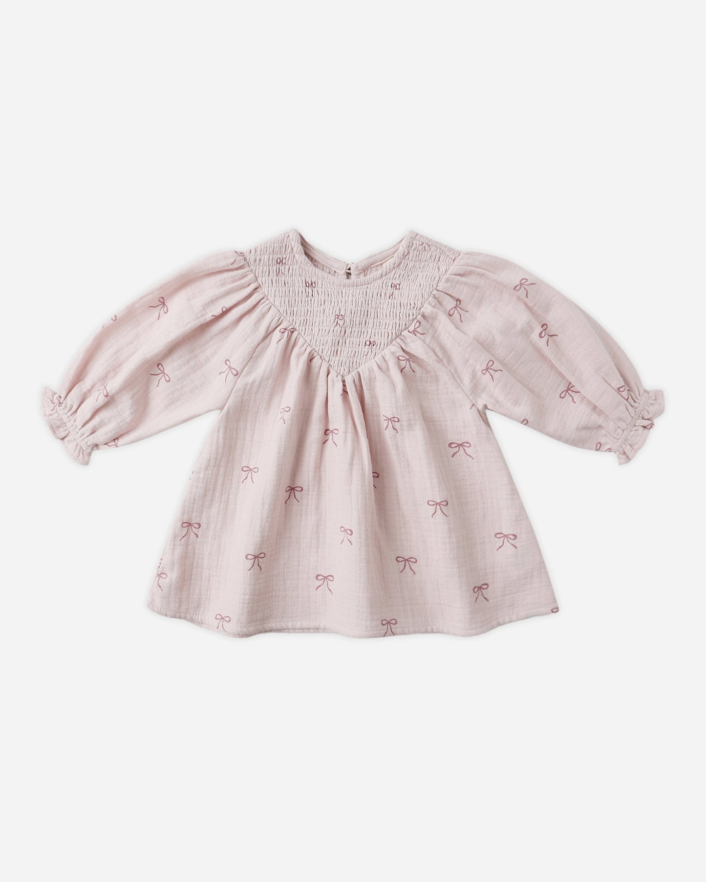 V Smocked Dress || Purple Bows