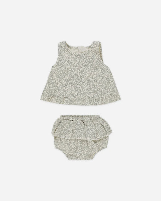 Ruffled Tulip Top + Bloomer Set || Green Garden
