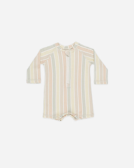 Long Sleeve One-Piece Rashguard || Multi Stripe