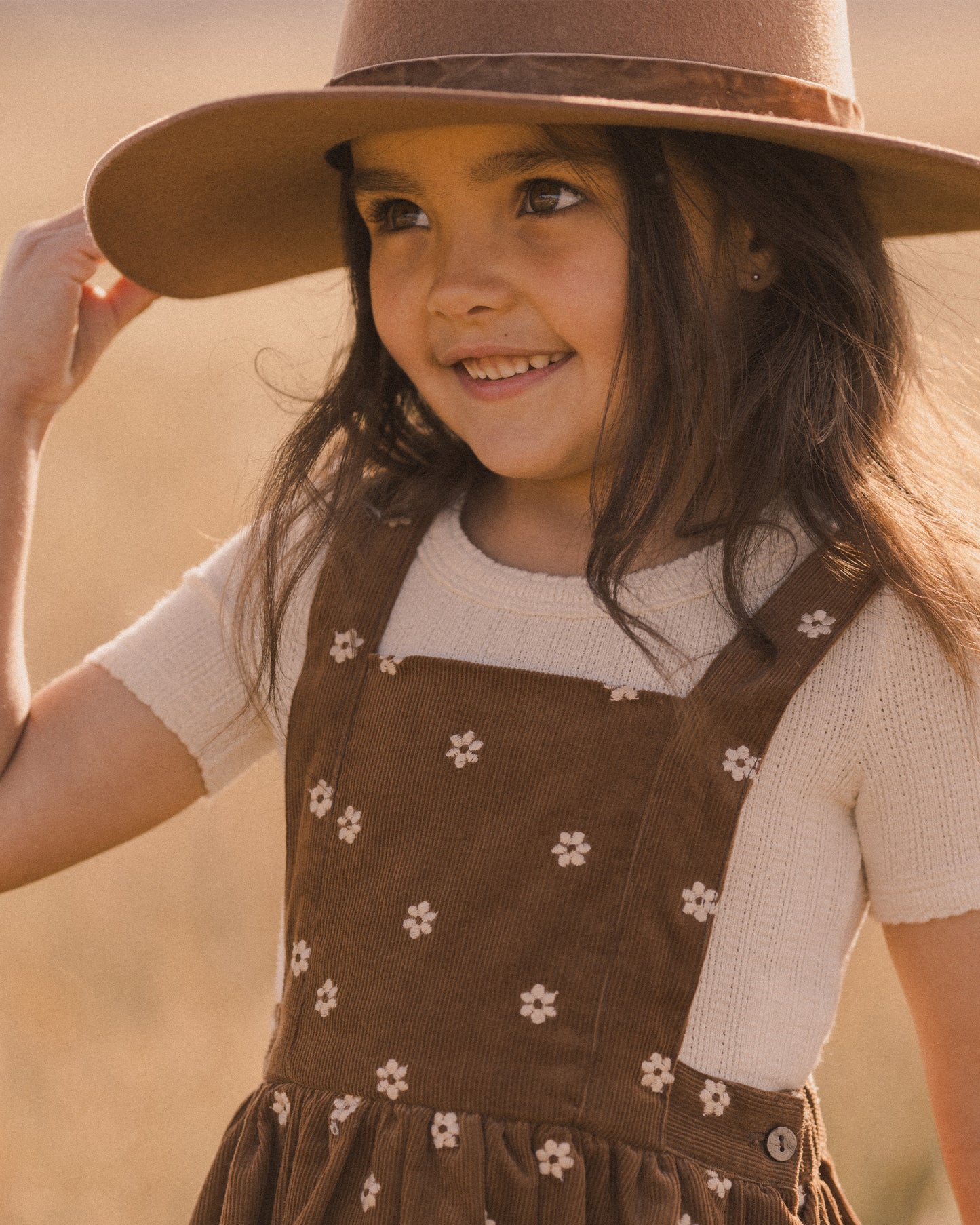 CORDUROY PINAFORE FLORAL EMBROIDERY