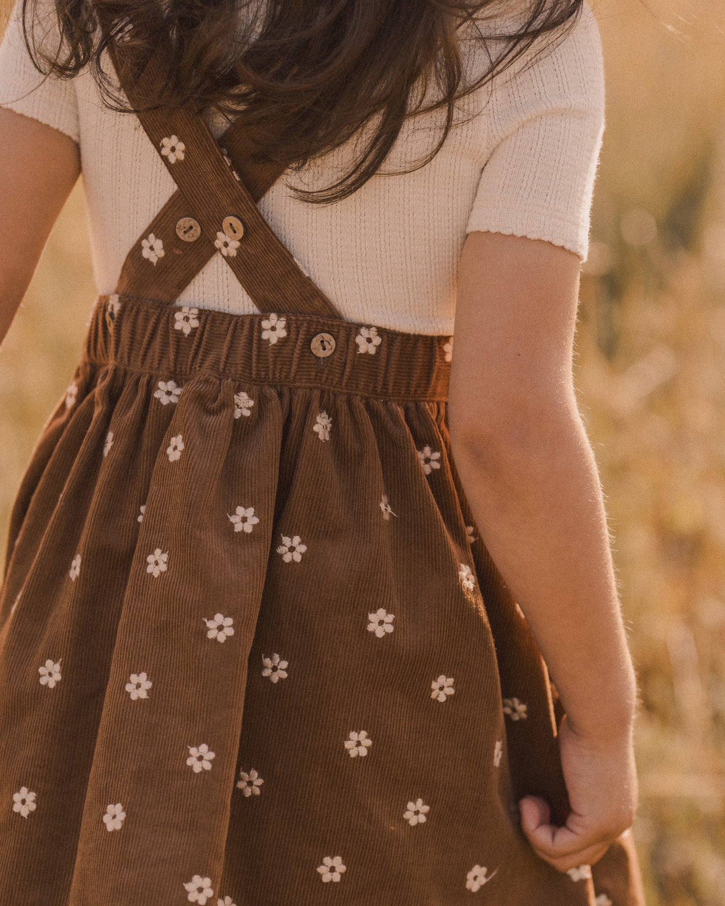 CORDUROY PINAFORE FLORAL EMBROIDERY