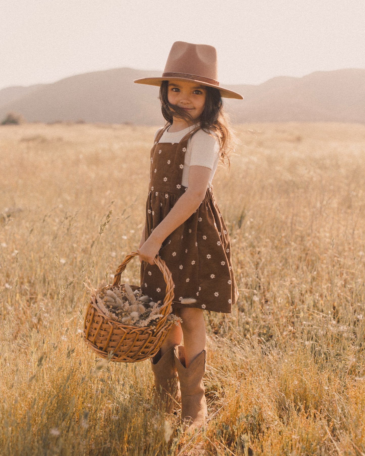 CORDUROY PINAFORE FLORAL EMBROIDERY