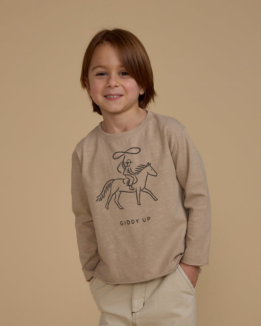 RAW EDGE LONG SLEEVE TEE GIDDY-UP