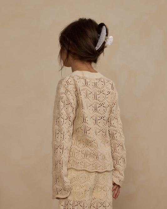 Crochet Knit Pullover Natural