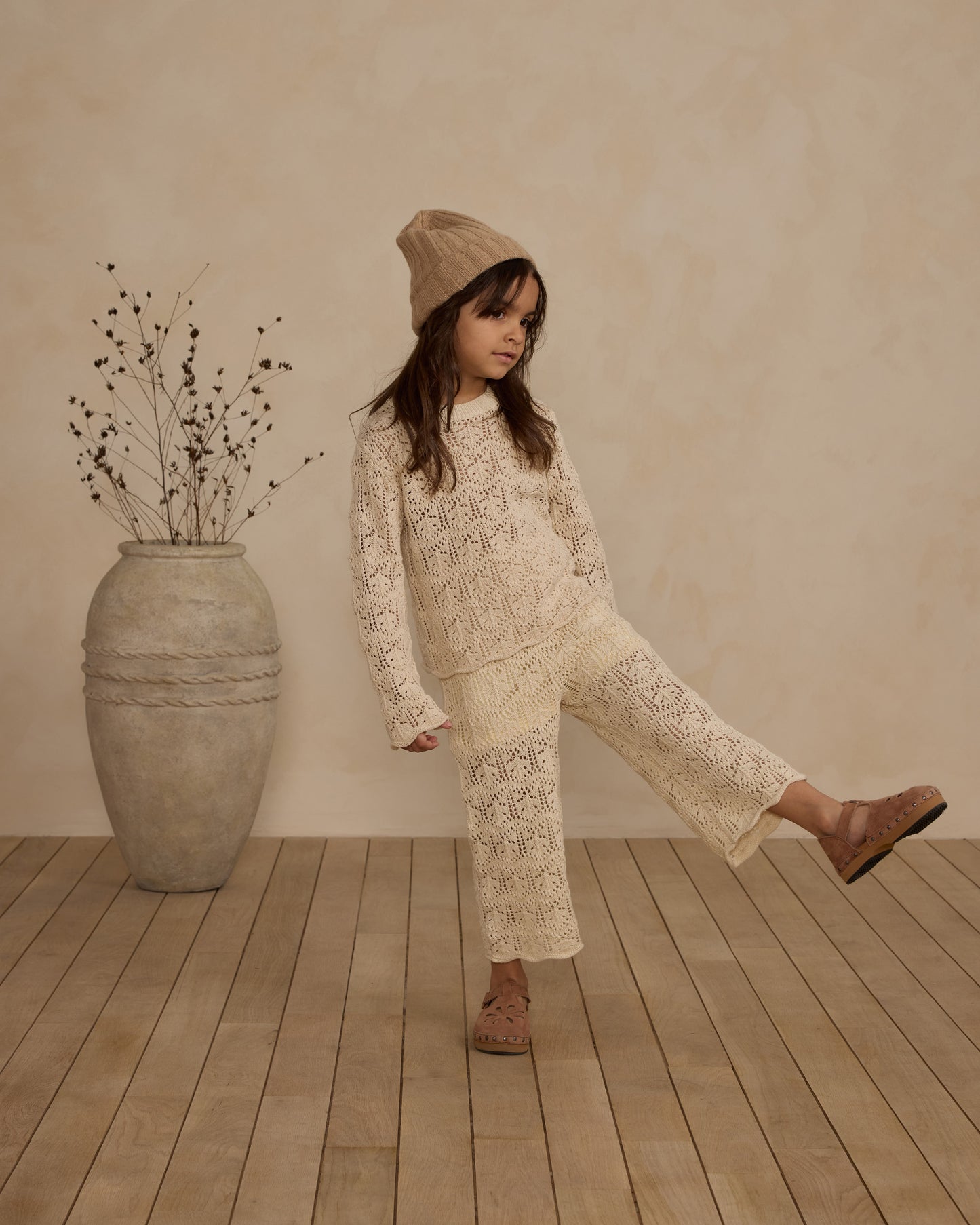 Crochet Knit Pullover Natural