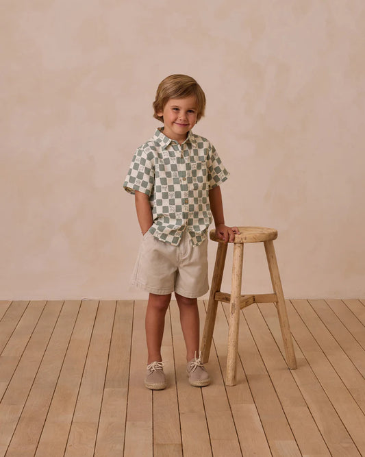 Collared Short Sleeve Shirt and Shorts Set || Coastal Check