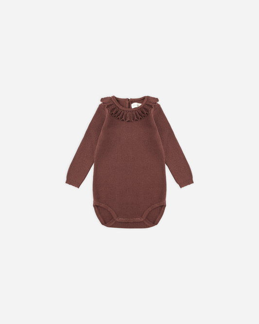 Ruffle Collar Bodysuit || Burgundy
