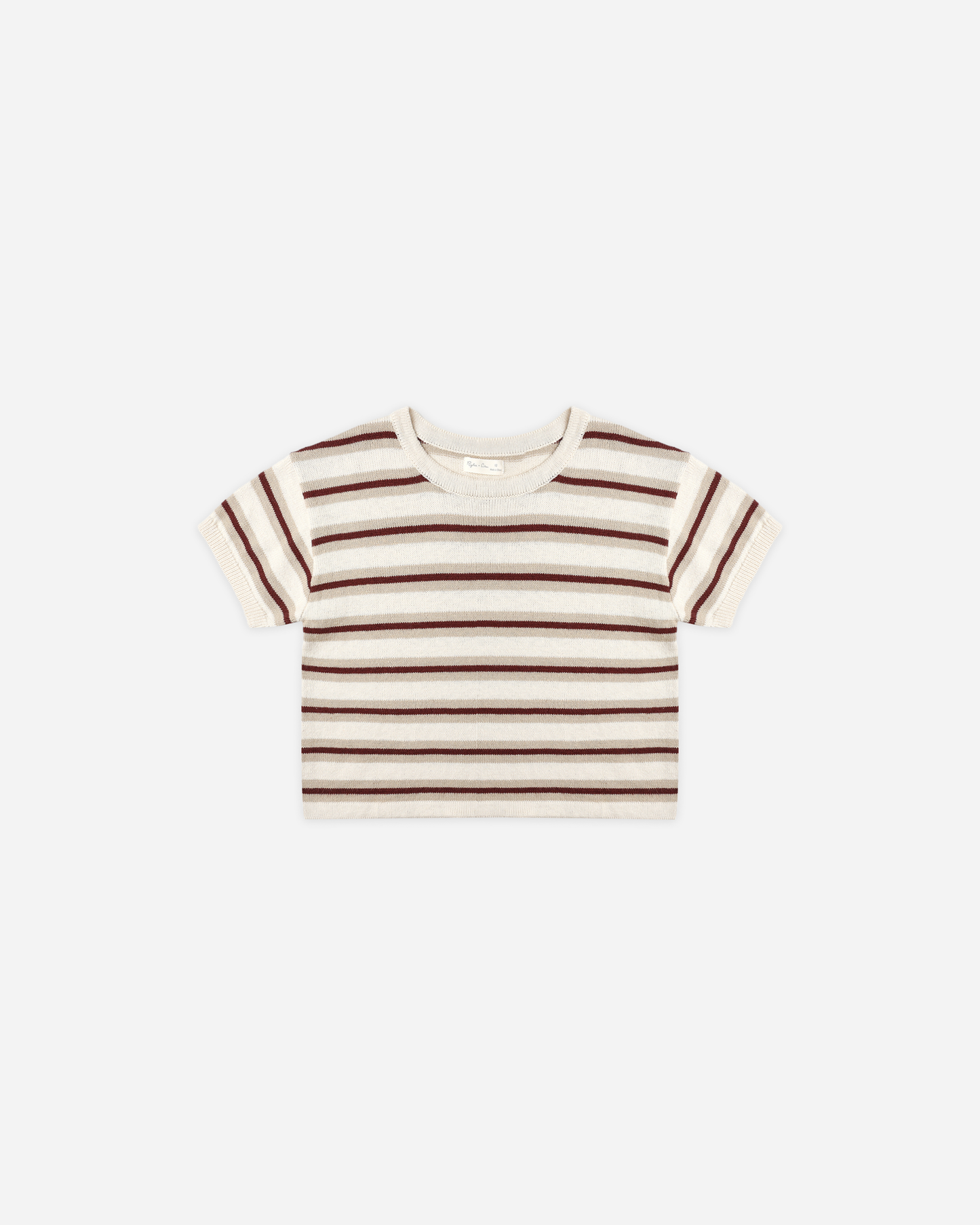 Boxy Crop Knit Tee || Autumn Stripe