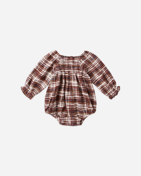 Adelaide Romper || Burgundy Plaid