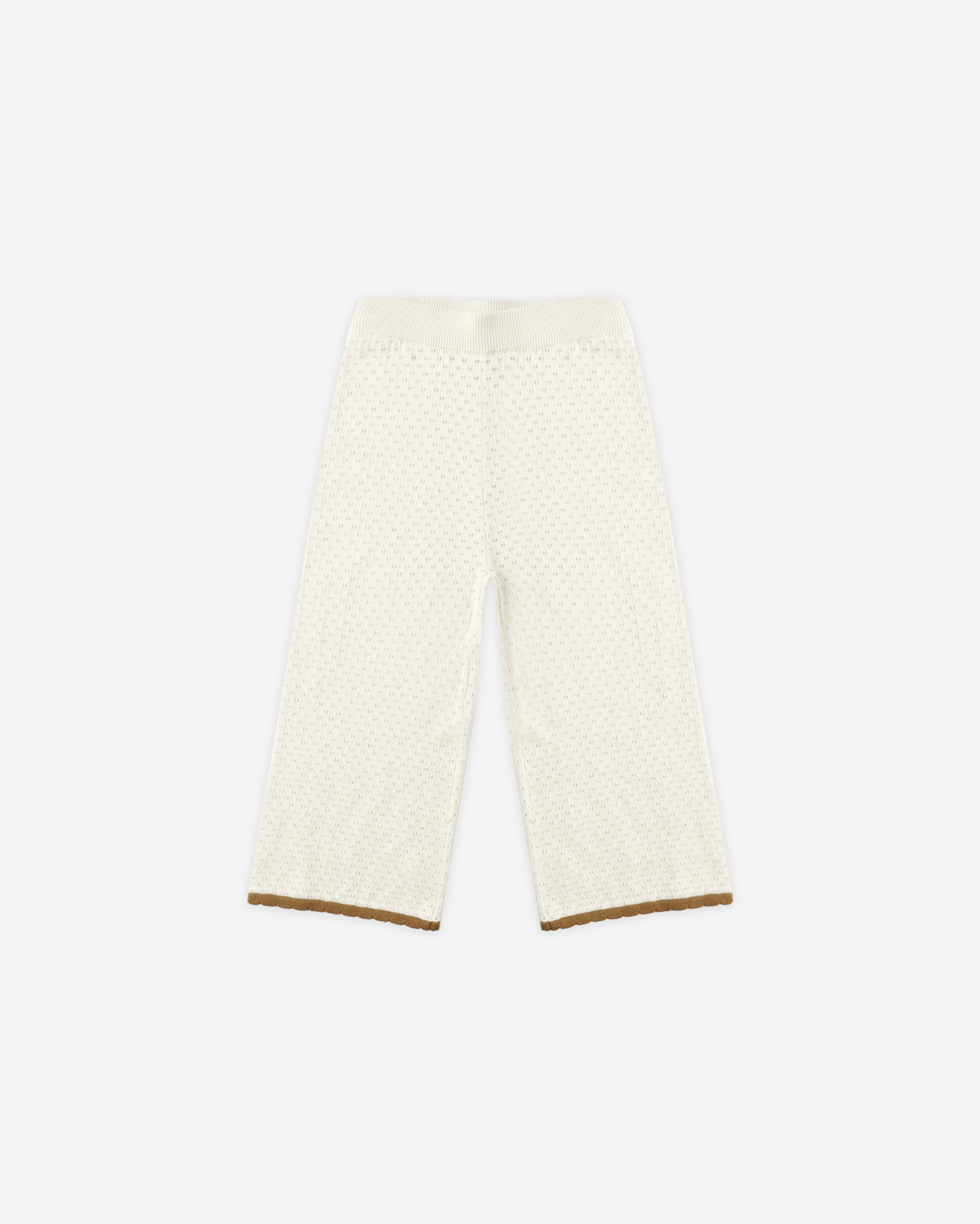 Pointelle Collared Top & Knit Pant Set|| Natural