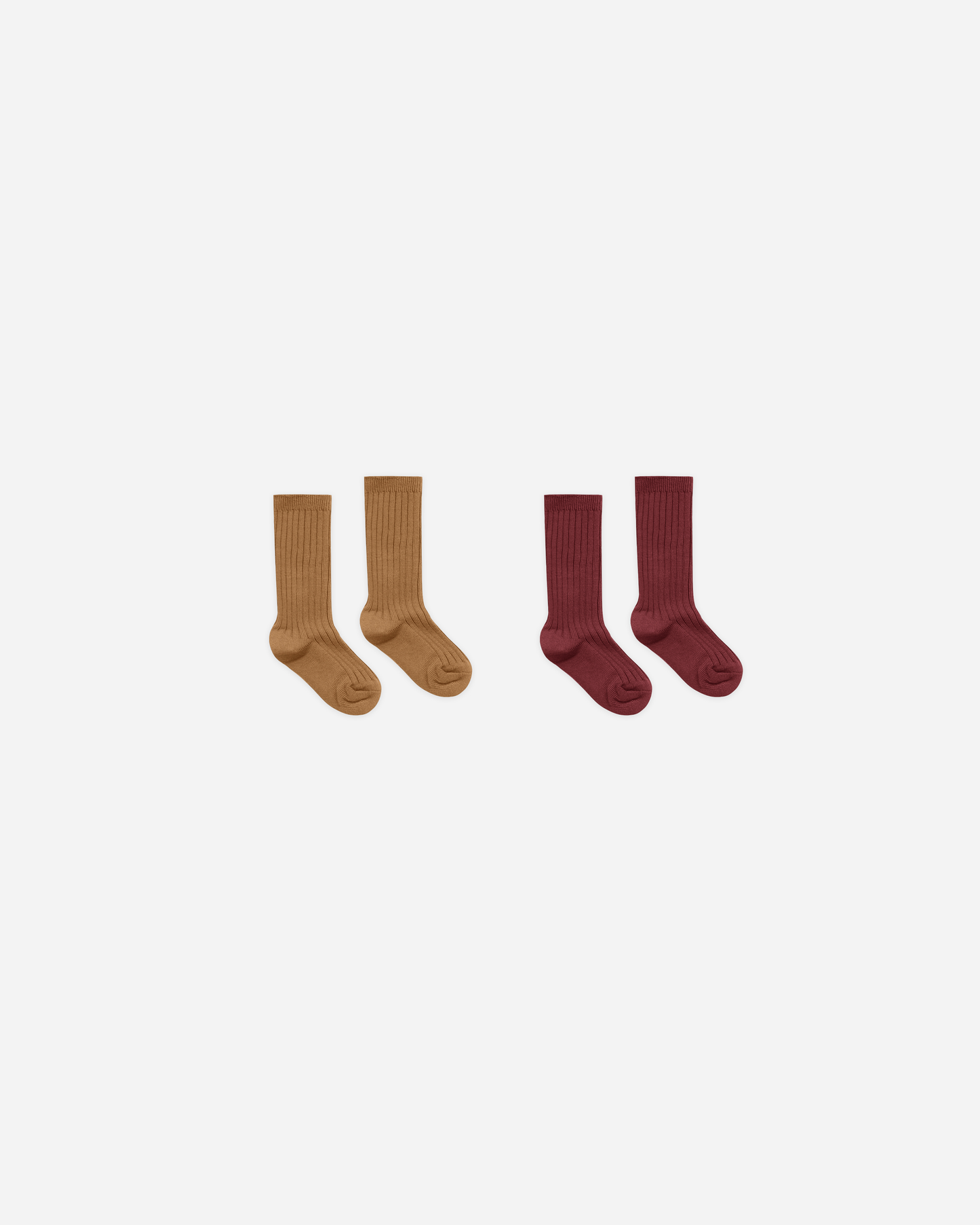 Ribbed Socks, 2-pack | Golden, Burgundy