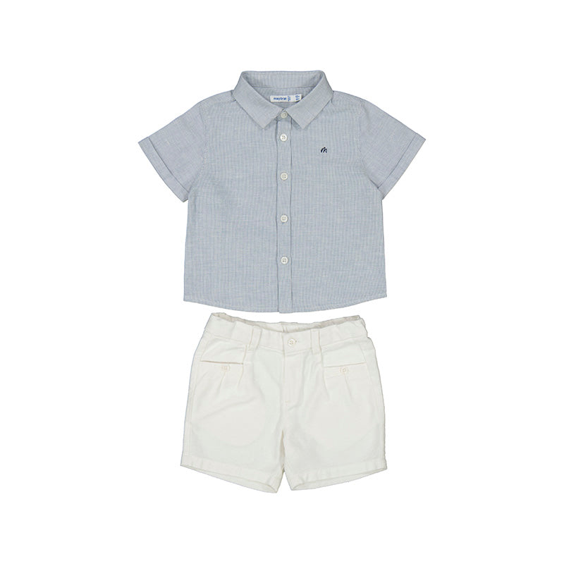 Boys Stripe Shirt & White Short Set