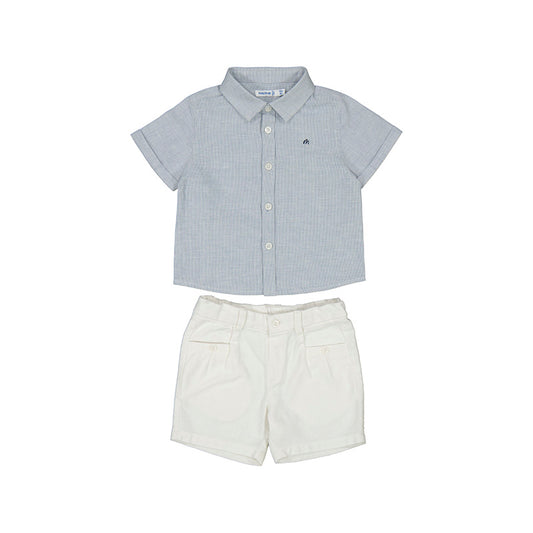 Boys Stripe Shirt & White Short Set