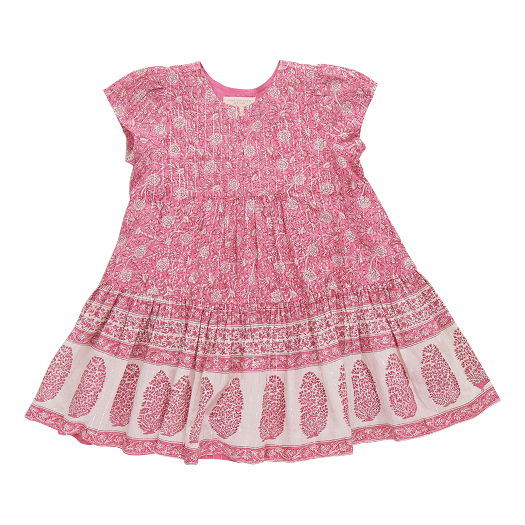 Girls Adele Dress Hot Pink Garden Floral