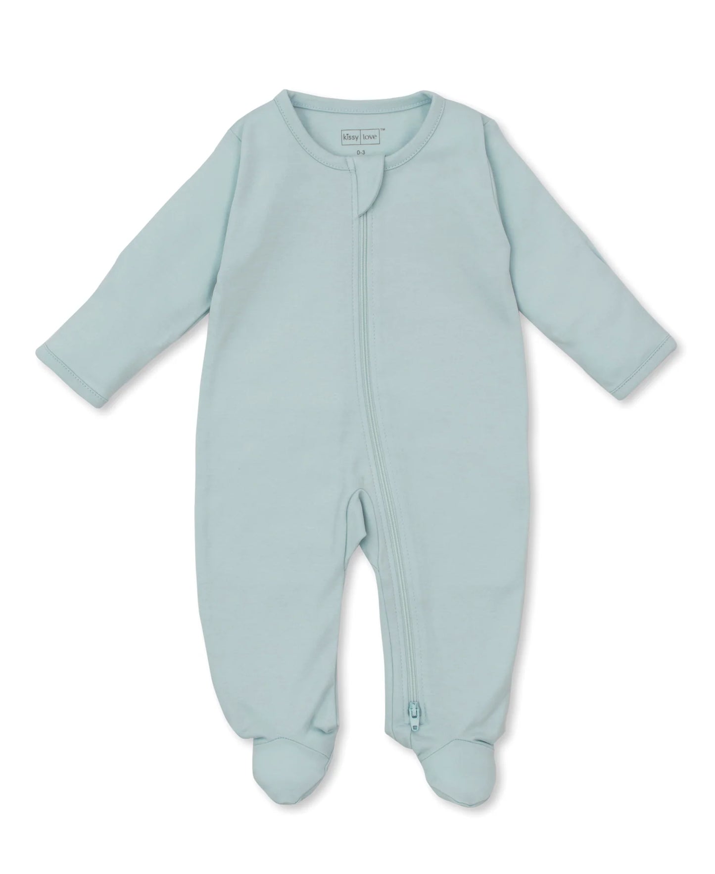 Kissy Love Light Blue Zip Footie