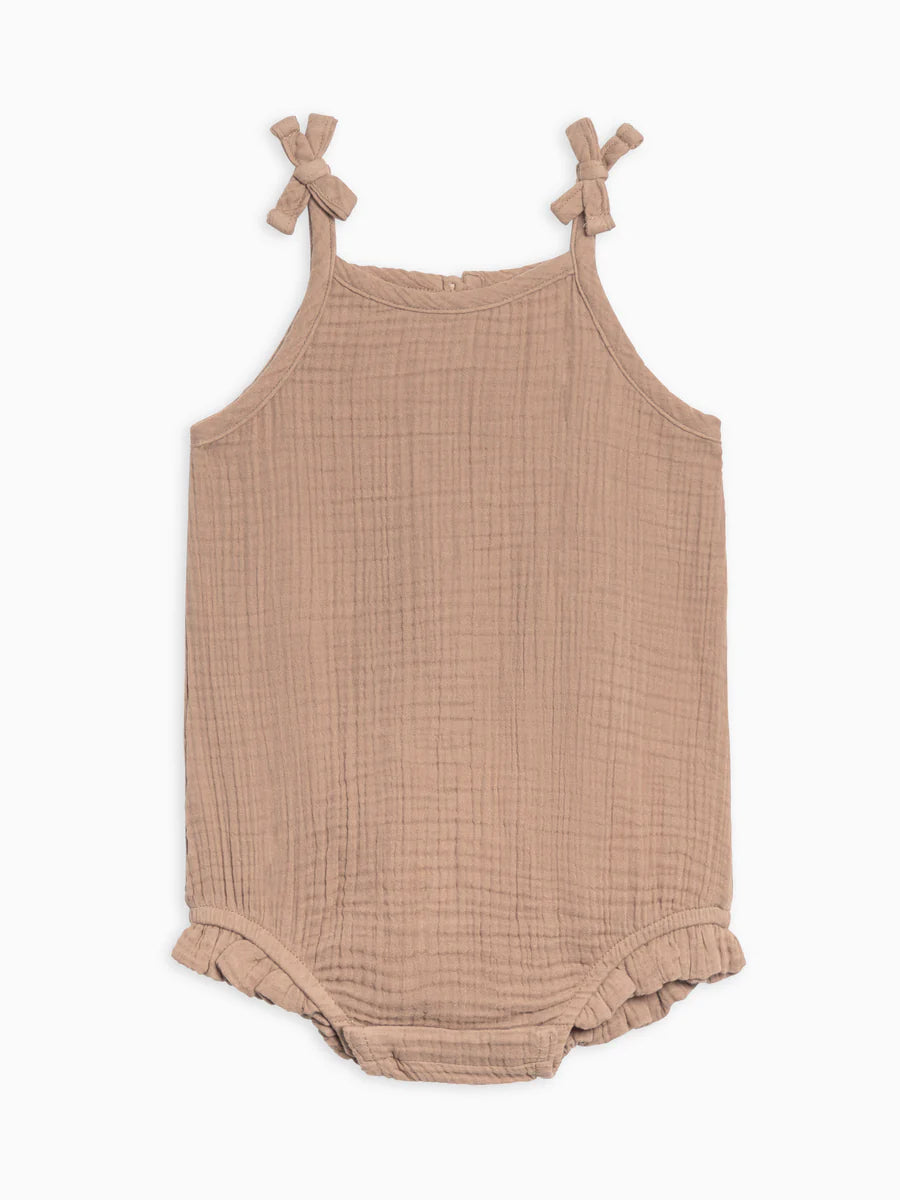 ADA MUSLIN RUFFLE TANK ROMPER TRUFFLE