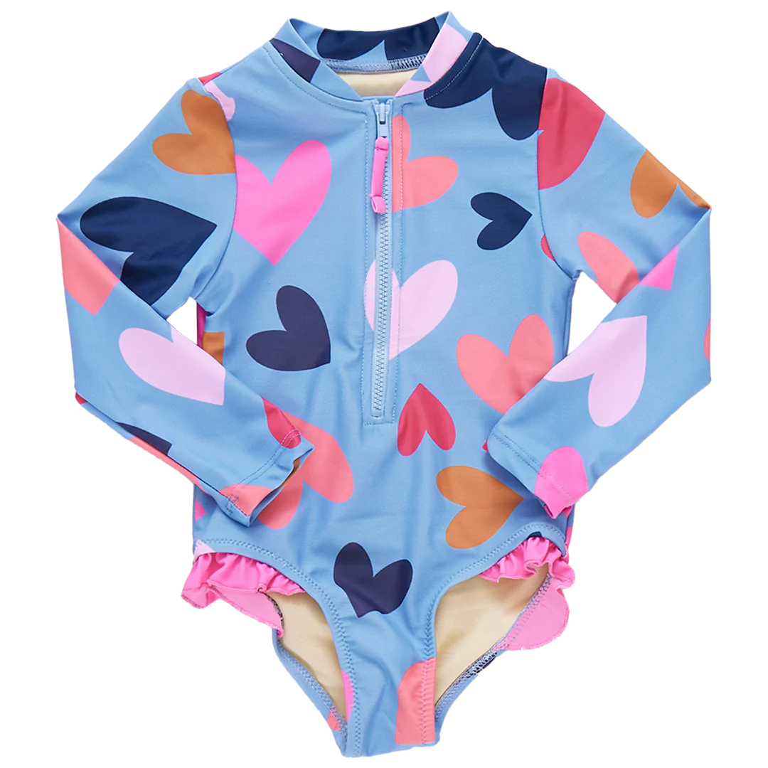 Girls Arden Suit - Multi Tossed Hearts